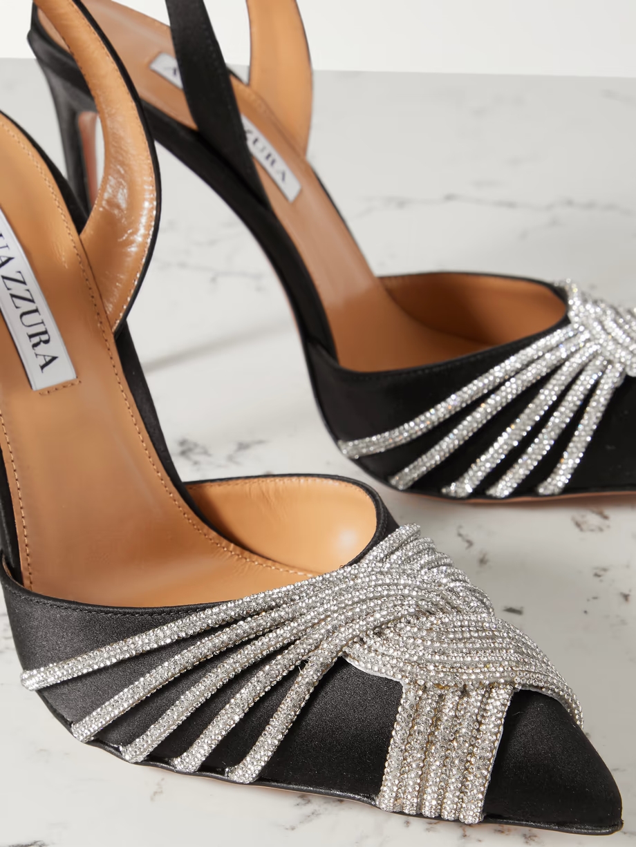 Gatsby 105 crystal-embellished satin slingback pumps Gatsby 105 crystal-embellished satin slingback pumps