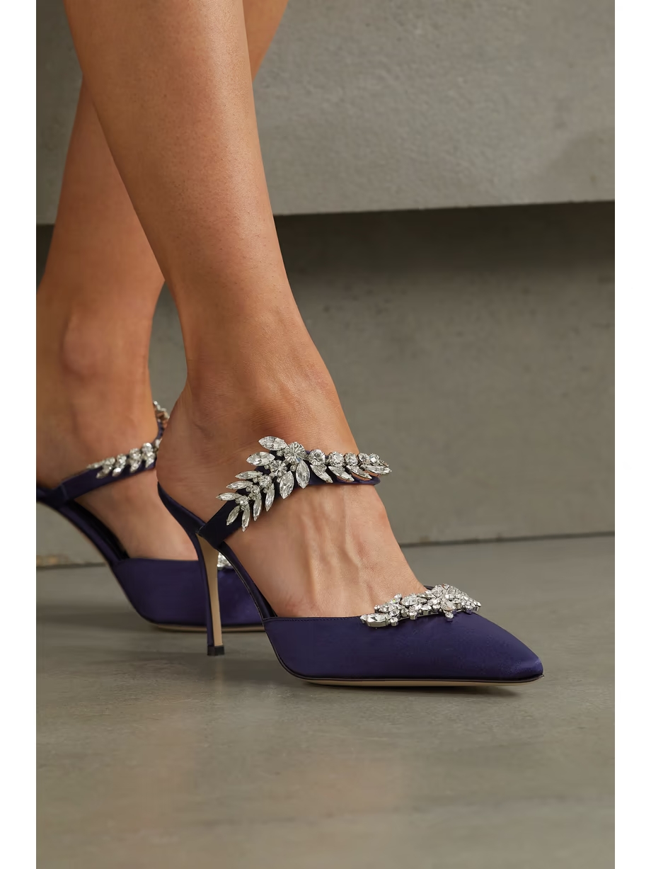 Lurum 90 crystal-embellished satin mules Lurum 90 crystal-embellished satin mules