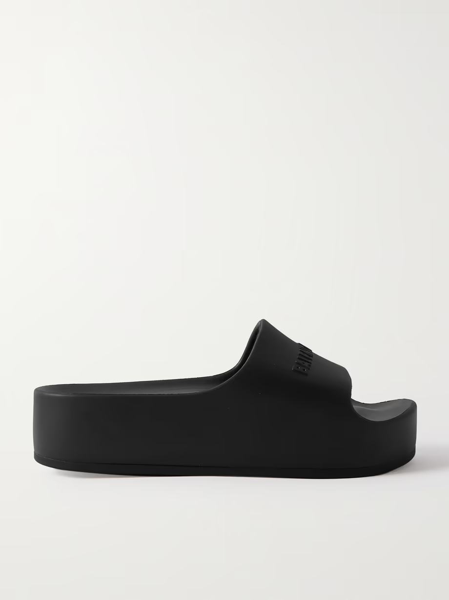 Mono logo-embossed rubber platform slides Mono logo-embossed rubber platform slides