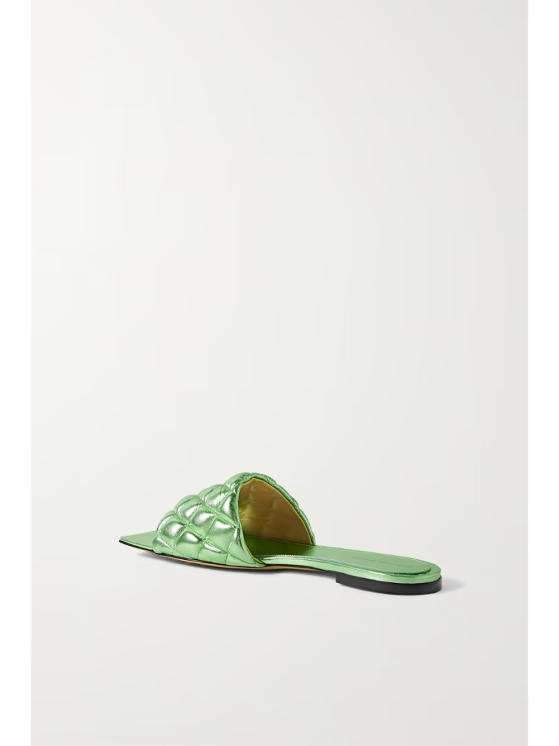 Quilted metallic leather slides Quilted metallic leather slides