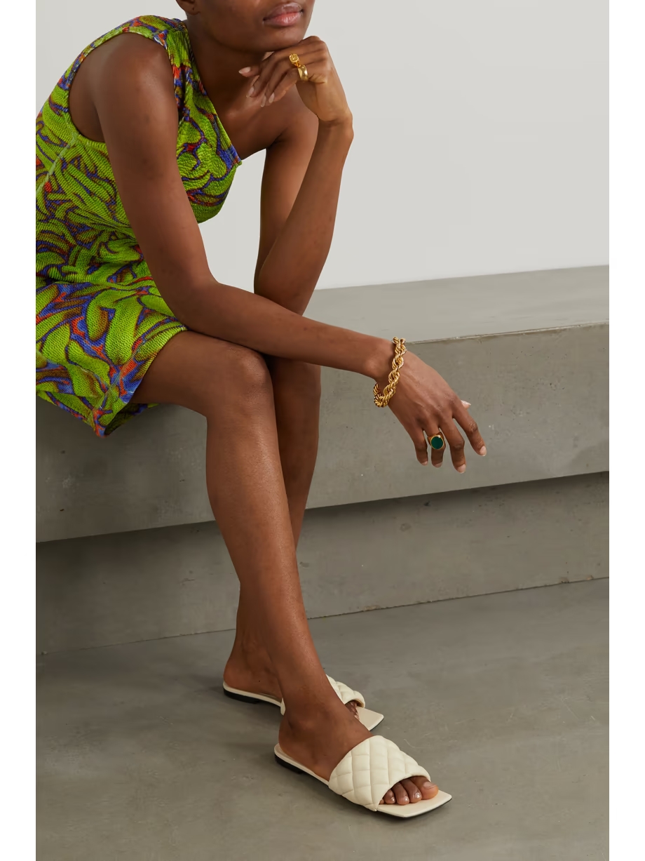 Quilted leather slides Quilted leather slides