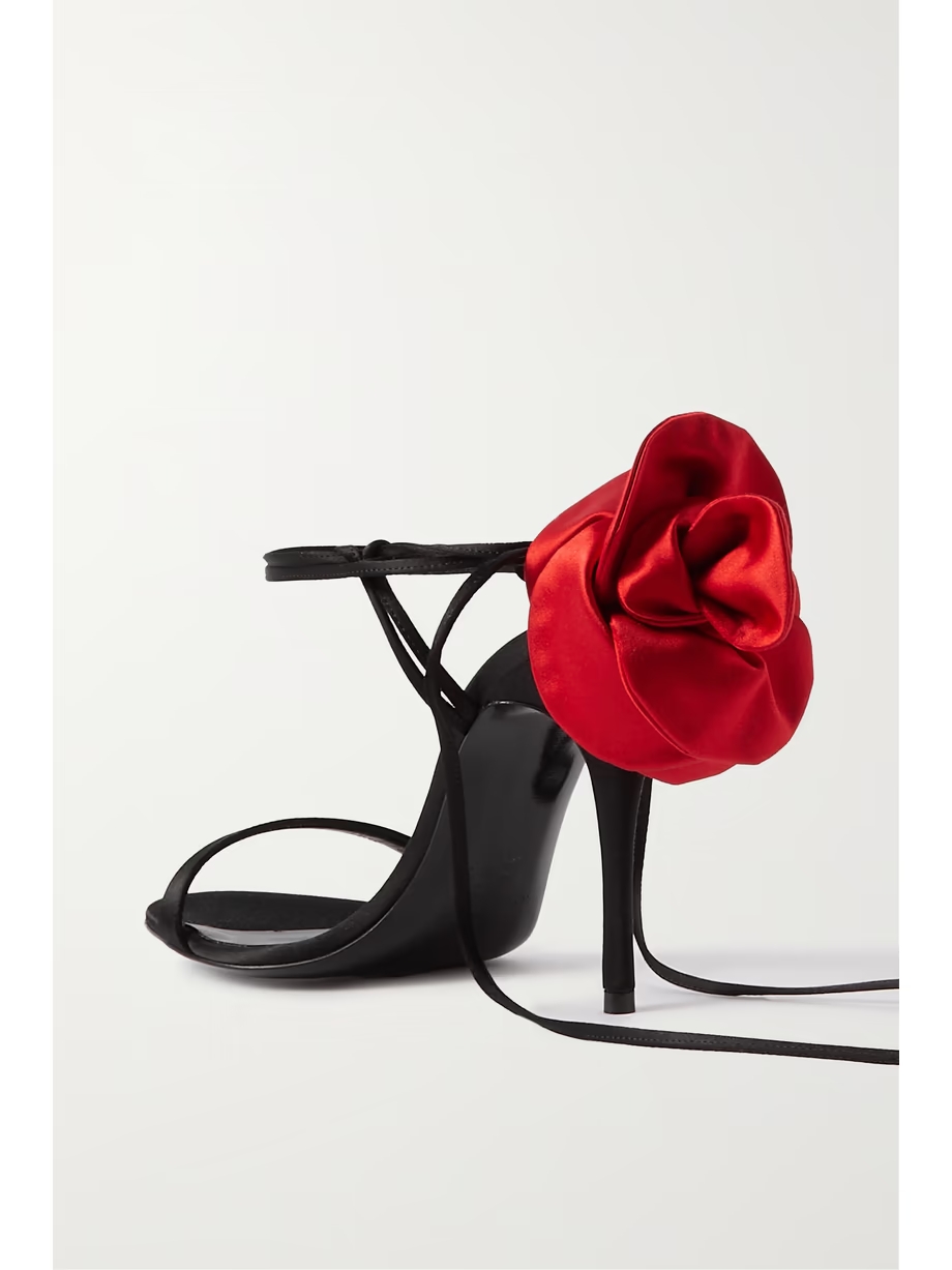 Appliquéd lace-up satin sandals Appliquéd lace-up satin sandals