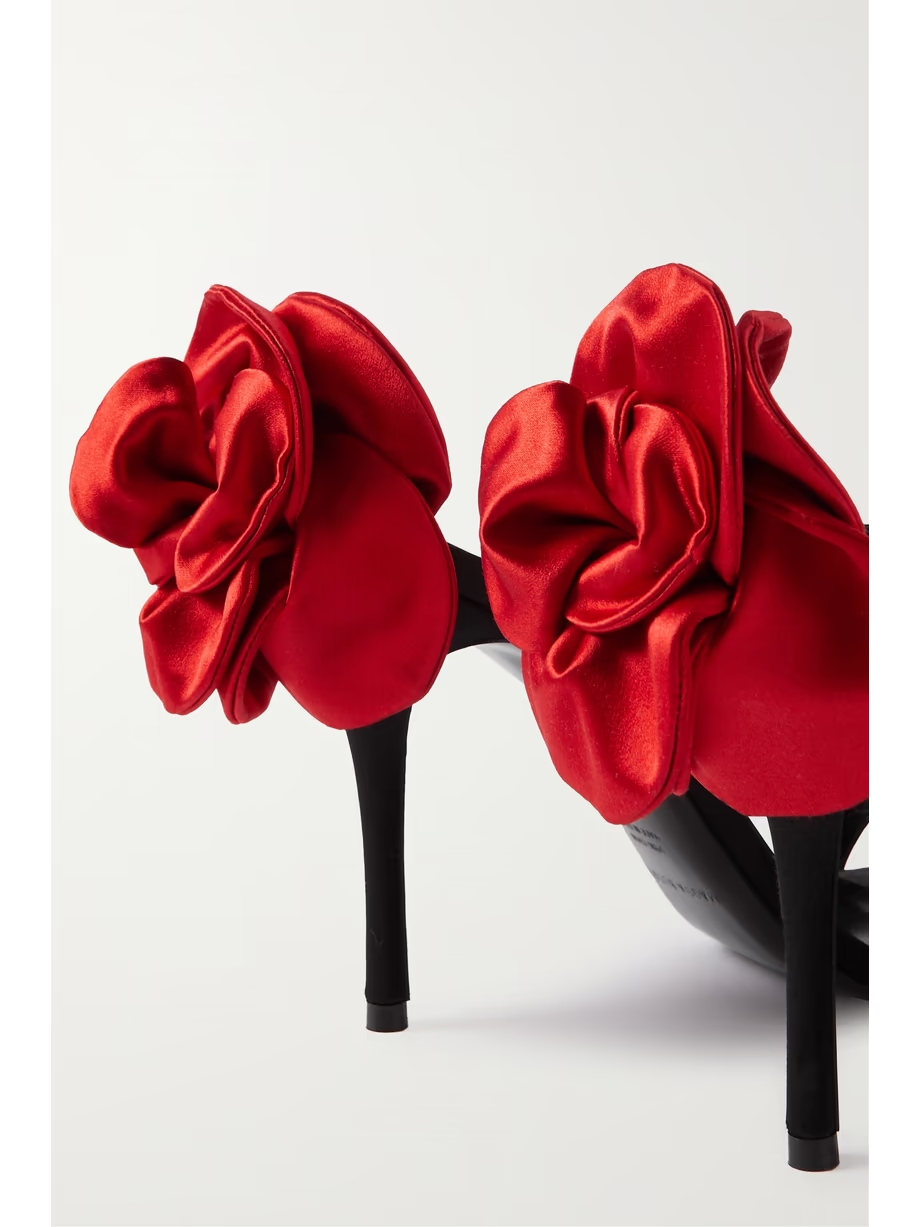 Appliquéd lace-up satin sandals Appliquéd lace-up satin sandals