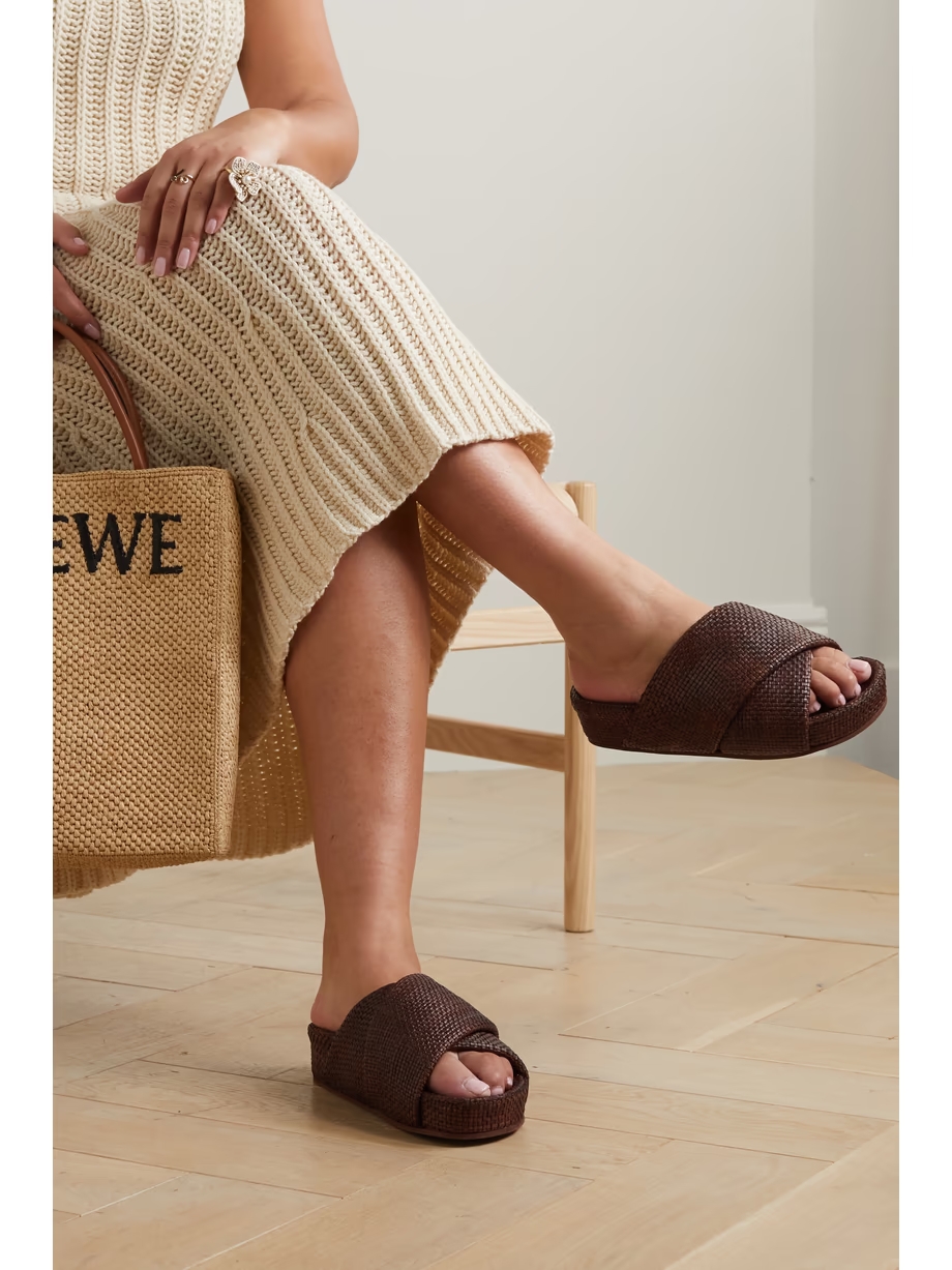 + NET SUSTAIN woven leather platform slides + NET SUSTAIN woven leather platform slides