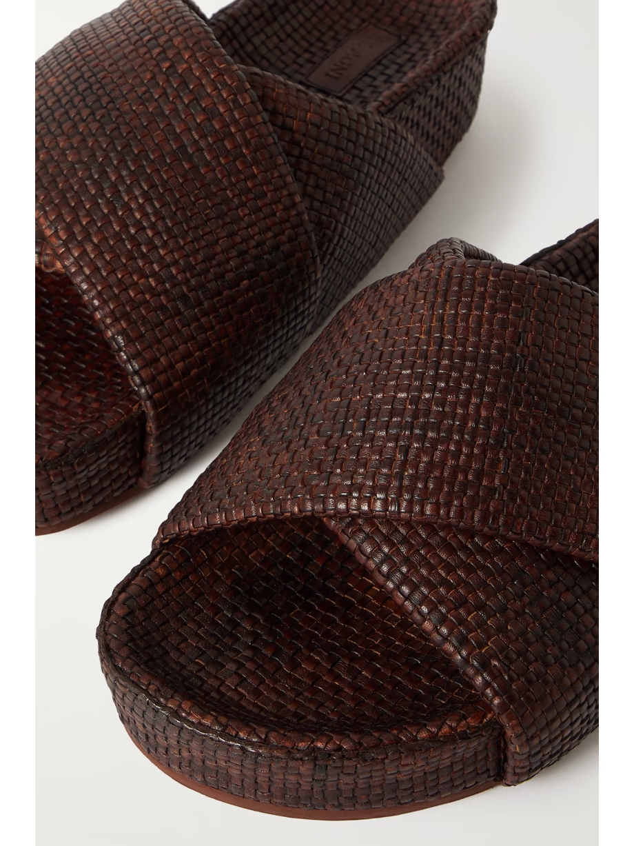 + NET SUSTAIN woven leather platform slides + NET SUSTAIN woven leather platform slides