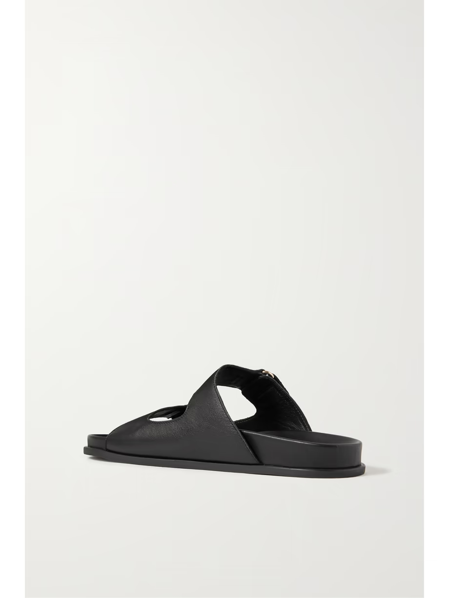 Fayence faux pearl-embellished leather slides Fayence faux pearl-embellished leather slides