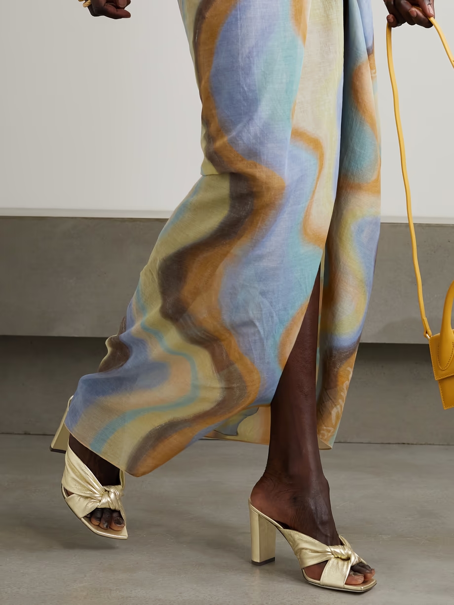 Avenue 85 knotted metallic leather mules Avenue 85 knotted metallic leather mules