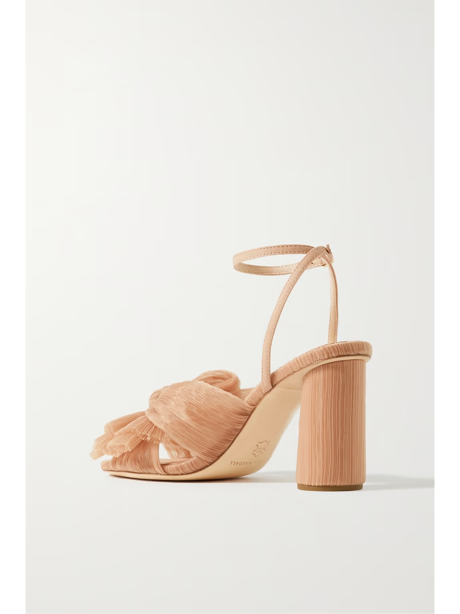 Camellia bow-embellished plissé-organza sandals Camellia bow-embellished plissé-organza sandals