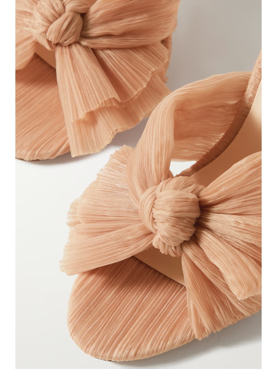 Camellia bow-embellished plissé-organza sandals Camellia bow-embellished plissé-organza sandals