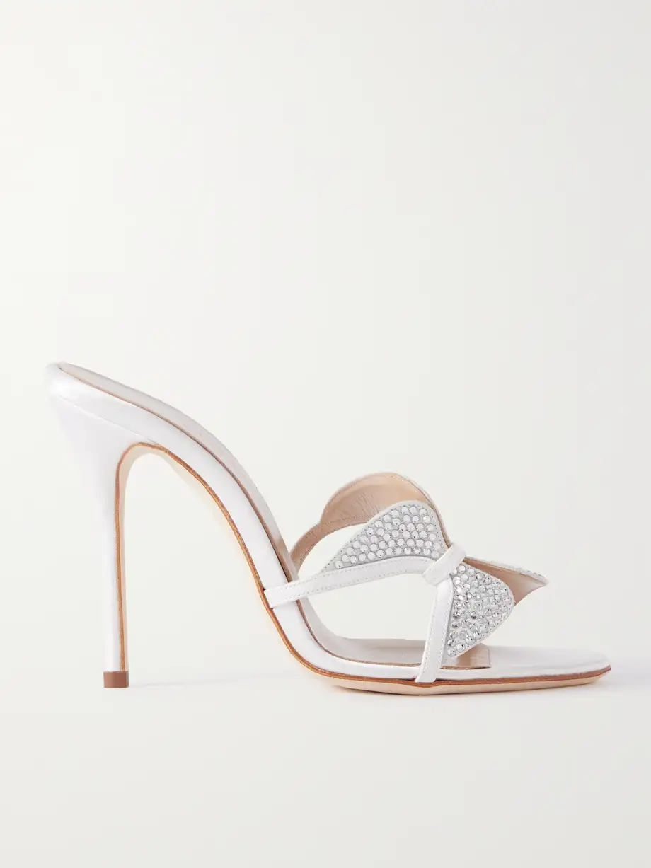 Butterfly crystal-embellished silk-satin mules Butterfly crystal-embellished silk-satin mules