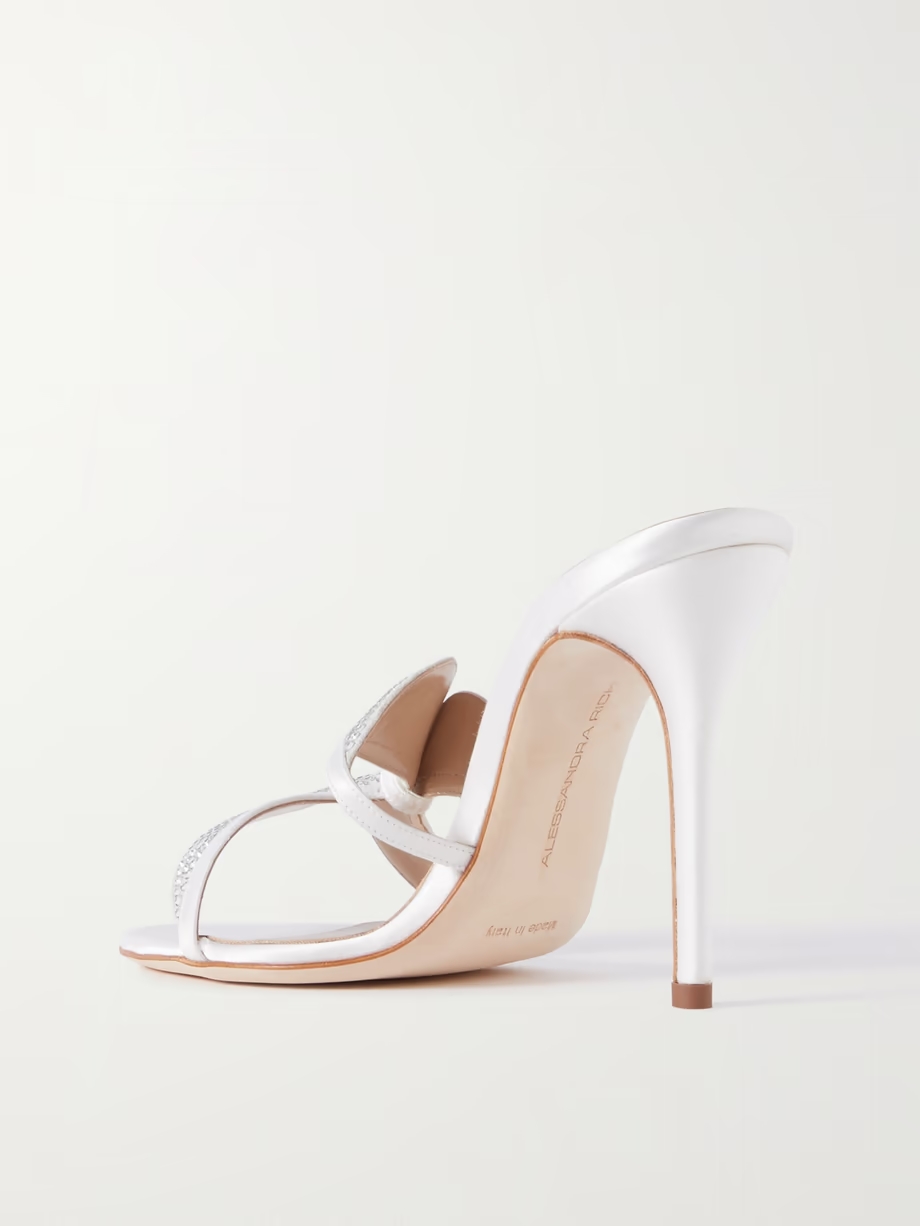 Butterfly crystal-embellished silk-satin mules Butterfly crystal-embellished silk-satin mules