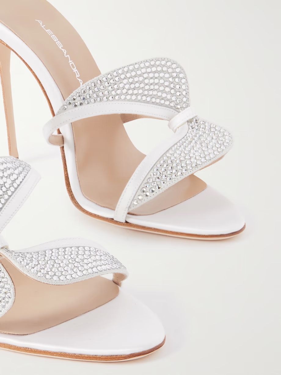 Butterfly crystal-embellished silk-satin mules Butterfly crystal-embellished silk-satin mules