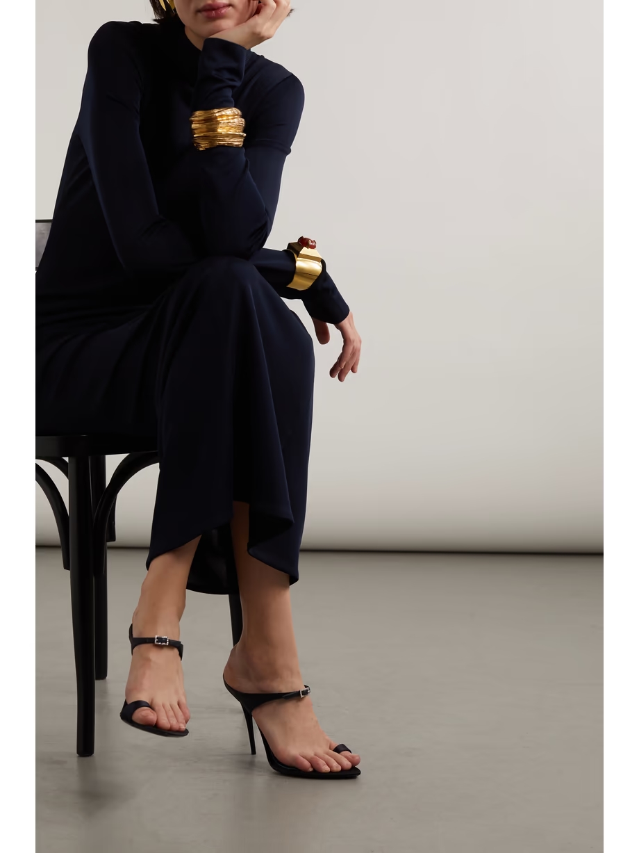 Dive crystal-embellished satin mules Dive crystal-embellished satin mules