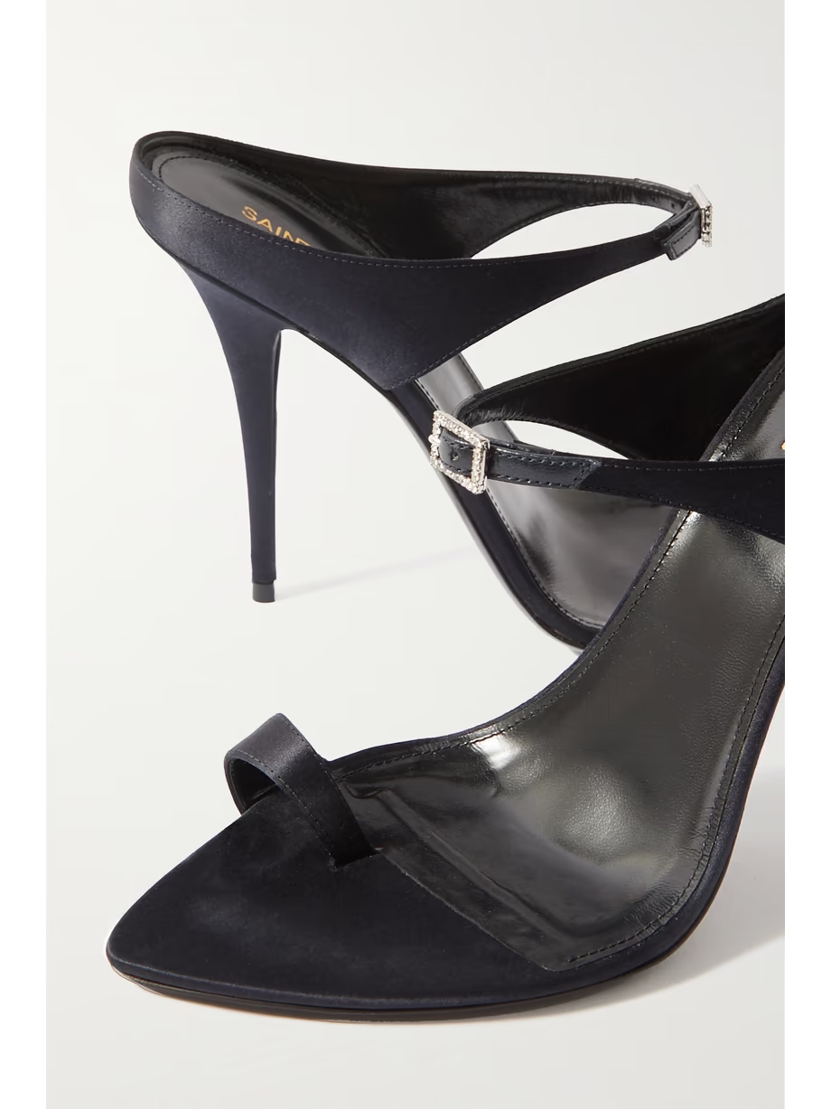 Dive crystal-embellished satin mules Dive crystal-embellished satin mules