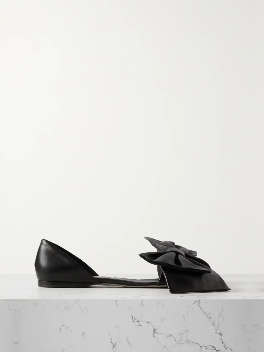 Toy bow-detailed leather slides Toy bow-detailed leather slides