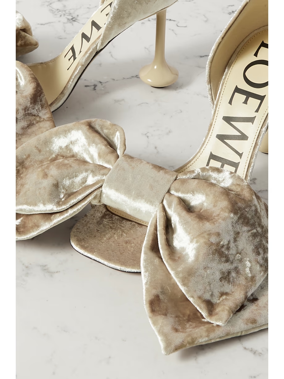 Toy bow-detailed crushed-velvet sandals Toy bow-detailed crushed-velvet sandals