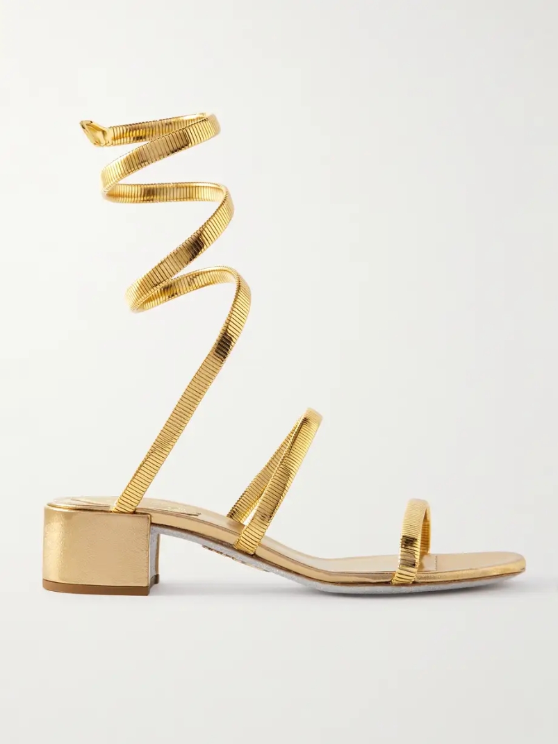 Omega crystal-embellished gold-tone sandals Omega crystal-embellished gold-tone sandals