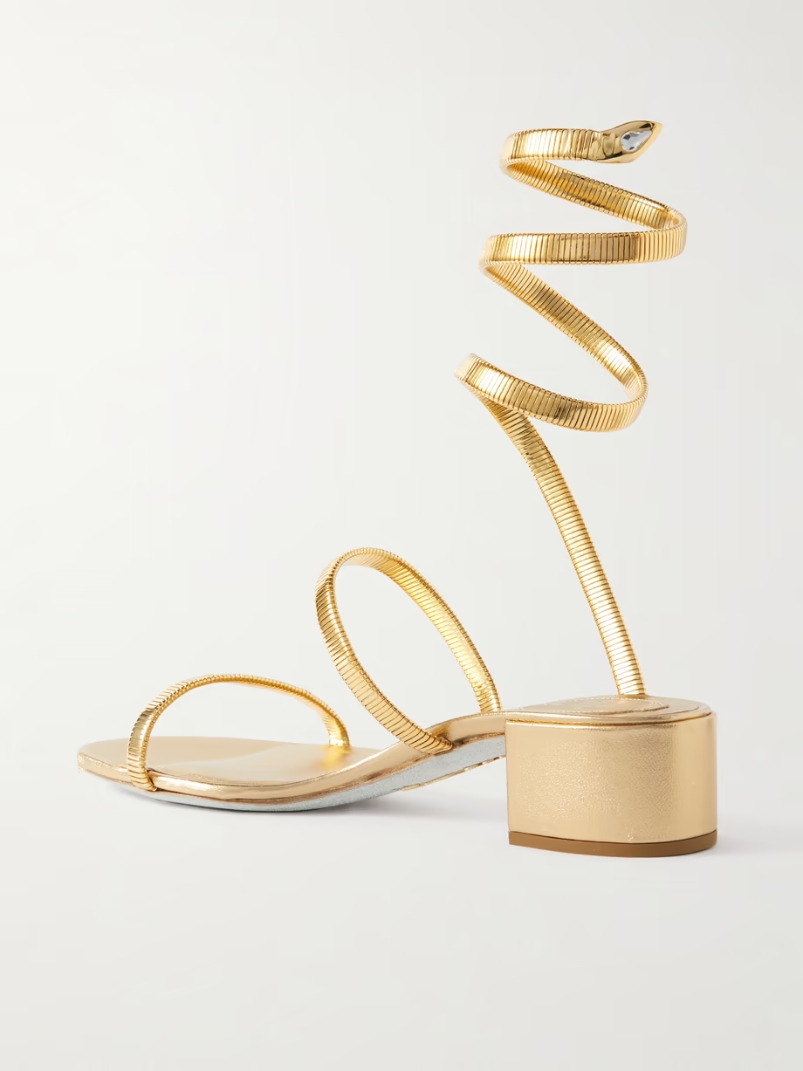 Omega crystal-embellished gold-tone sandals Omega crystal-embellished gold-tone sandals