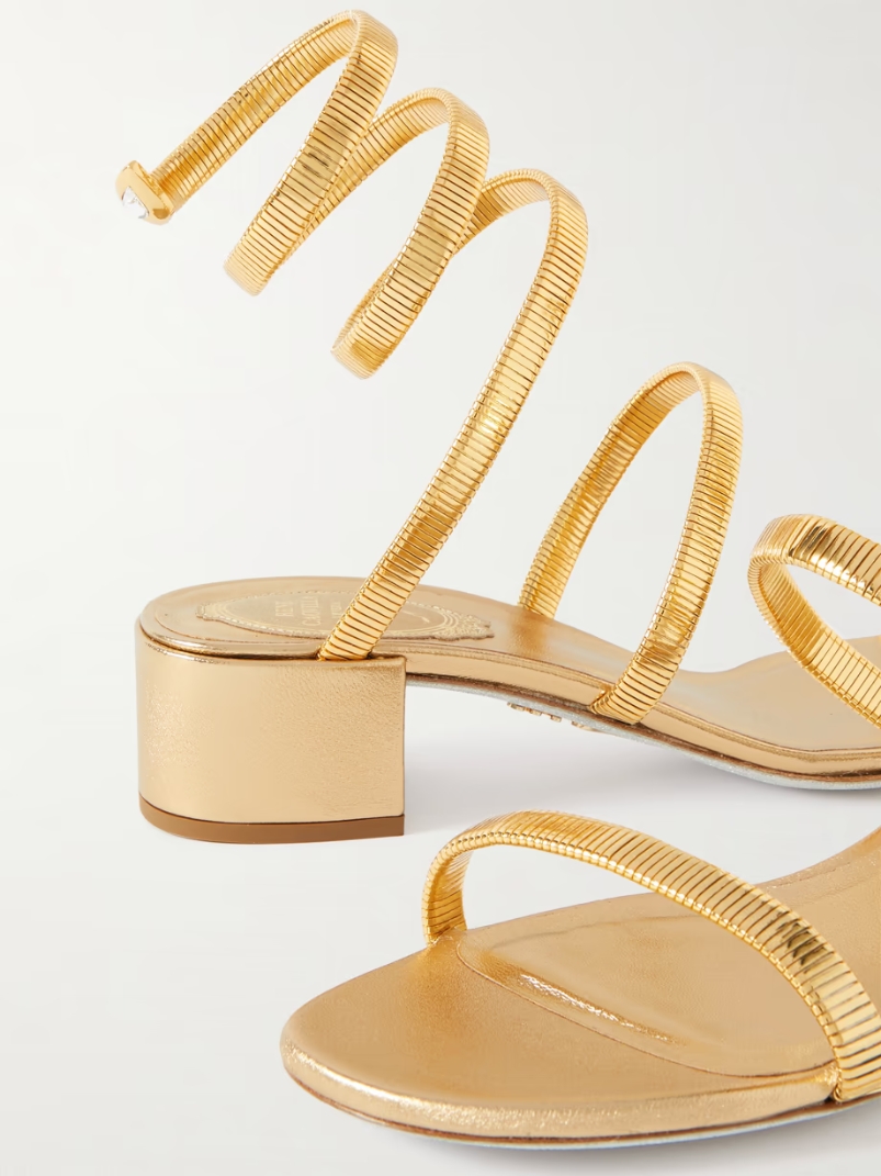 Omega crystal-embellished gold-tone sandals Omega crystal-embellished gold-tone sandals