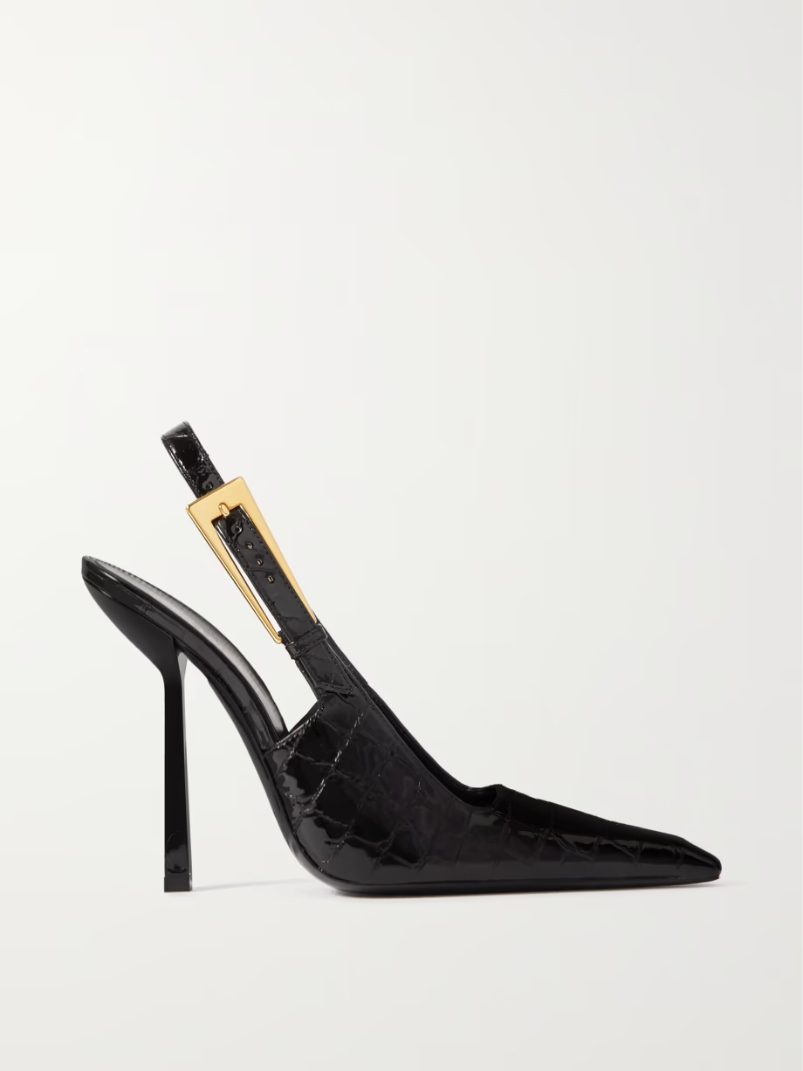 Lee patent-leather slingback pumps Lee patent-leather slingback pumps