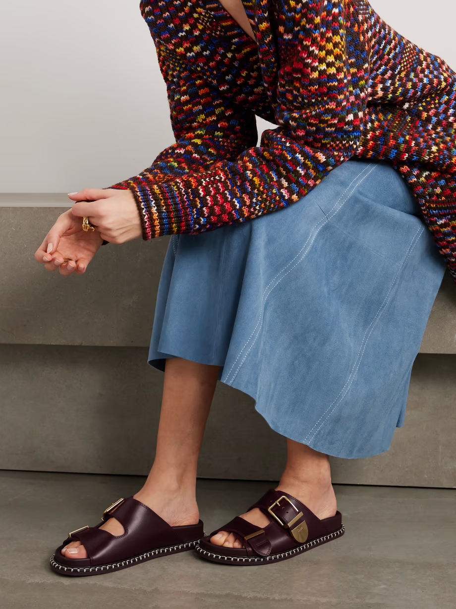 + NET SUSTAIN Rebecca whipstiched leather slides + NET SUSTAIN Rebecca whipstiched leather slides