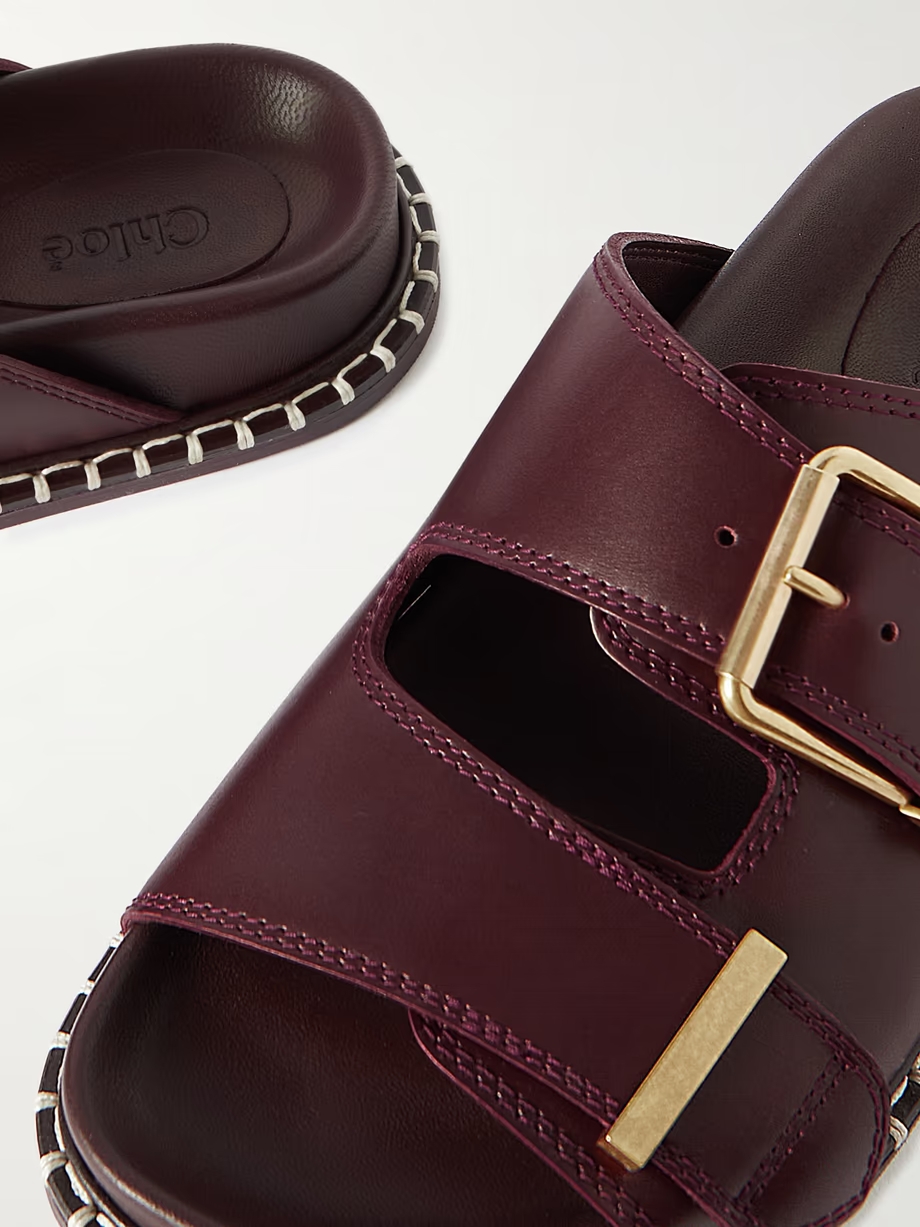 + NET SUSTAIN Rebecca whipstiched leather slides + NET SUSTAIN Rebecca whipstiched leather slides