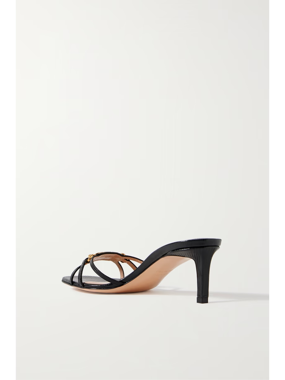 Whitney horsebit-embellished lizard-effect leather mules Whitney horsebit-embellished lizard-effect leather mules