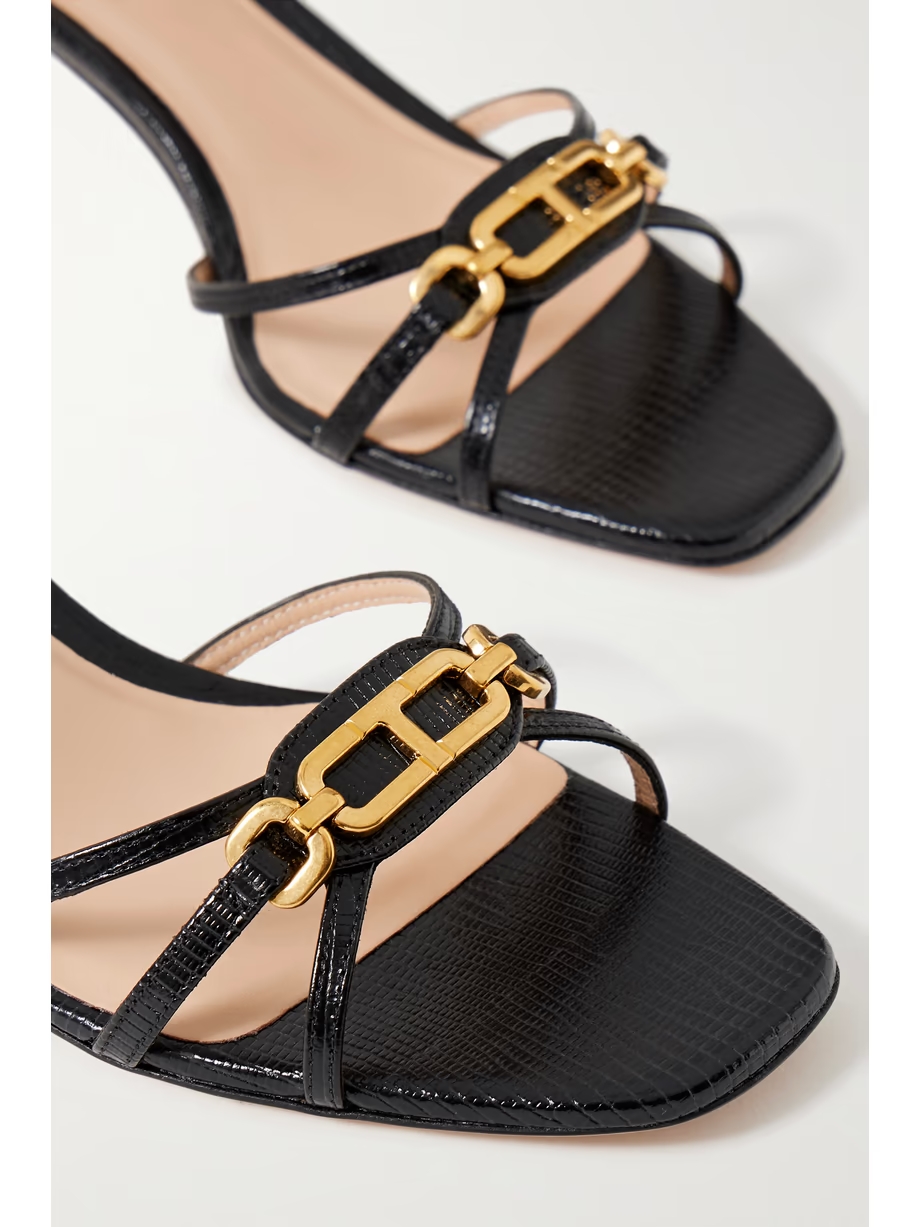 Whitney horsebit-embellished lizard-effect leather mules Whitney horsebit-embellished lizard-effect leather mules