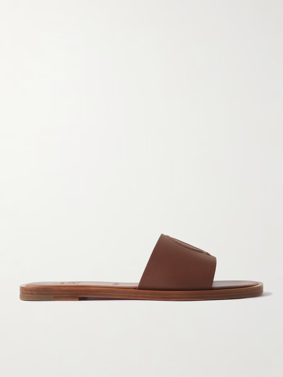 CL logo-embossed leather slides CL logo-embossed leather slides