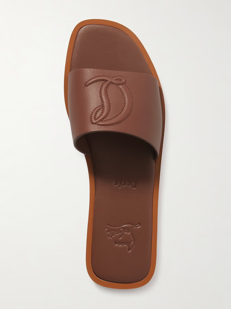 CL logo-embossed leather slides CL logo-embossed leather slides
