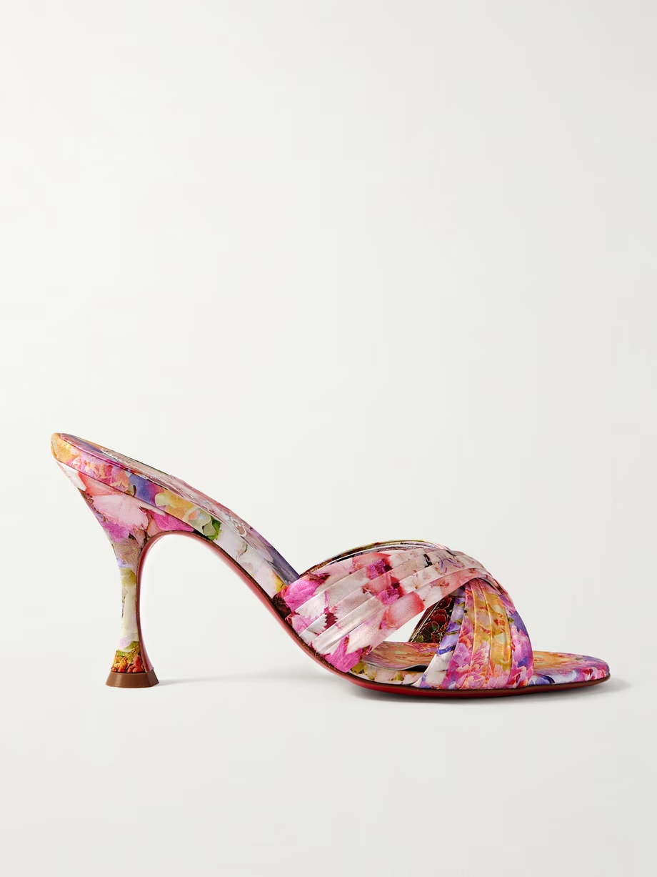 Nicol is Back 85 floral-print satin mules Nicol is Back 85 floral-print satin mules