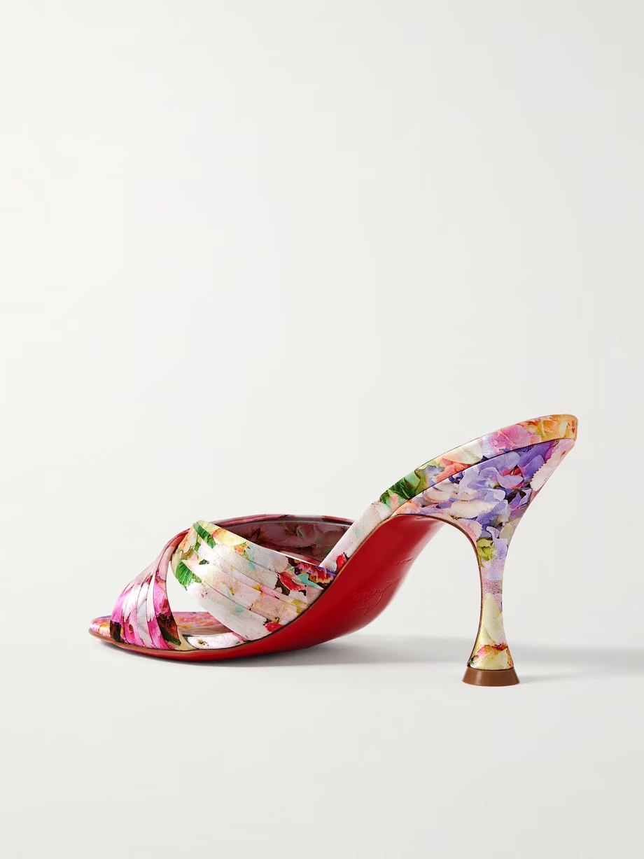 Nicol is Back 85 floral-print satin mules Nicol is Back 85 floral-print satin mules