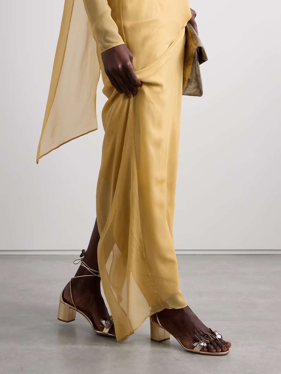 Papillon 50 embellished metallic leather sandals