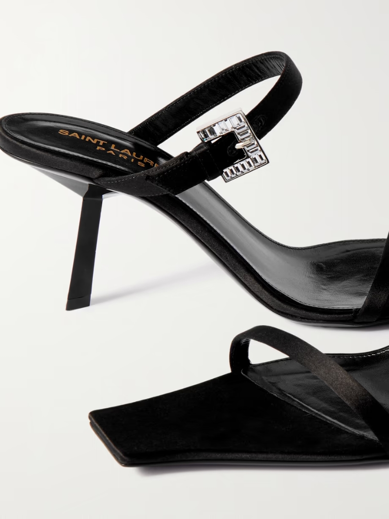 Hope crystal-embellished satin-crepe mules Hope crystal-embellished satin-crepe mules