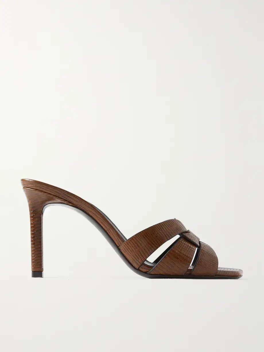 Tribute woven lizard-effect leather mules Tribute woven lizard-effect leather mules