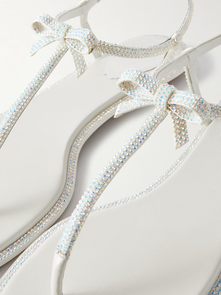 Caterina bow and crystal-embellished leather sandals Caterina bow and crystal-embellished leather sandals