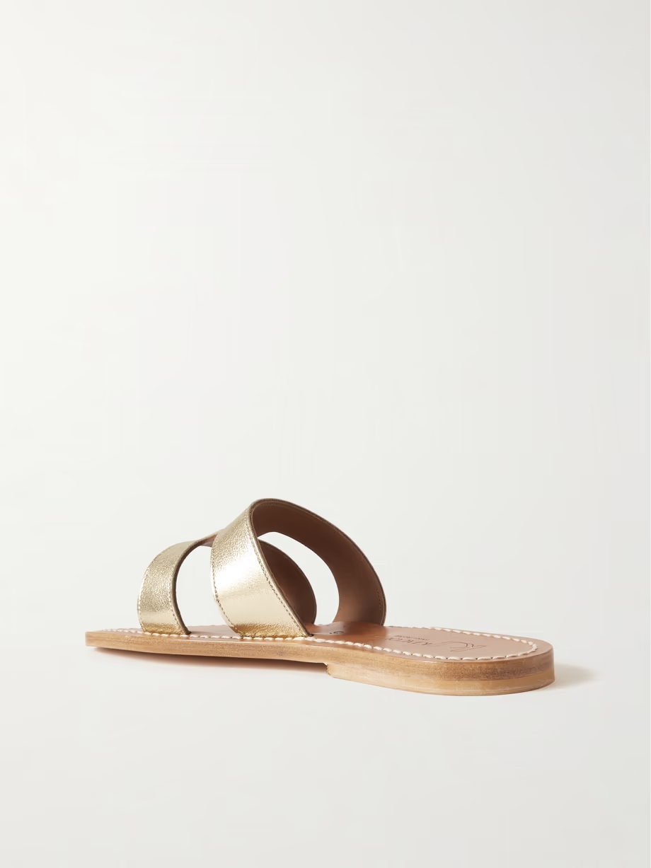 Menandre cutout metallic leather slides Menandre cutout metallic leather slides