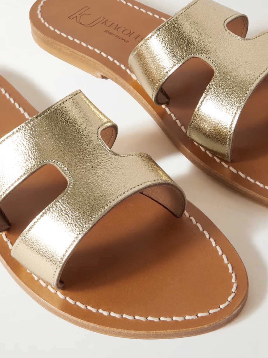 Menandre cutout metallic leather slides Menandre cutout metallic leather slides