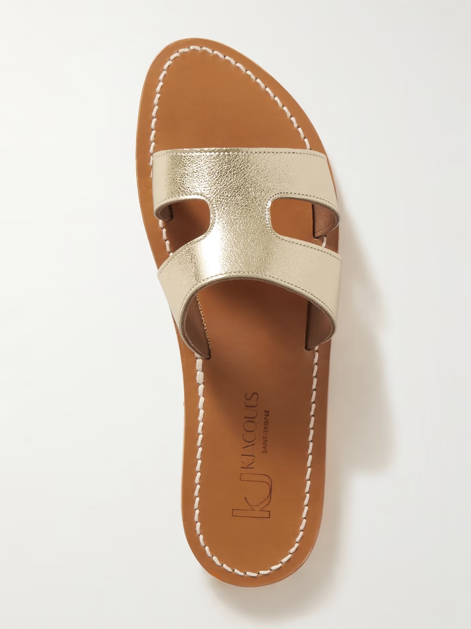 Menandre cutout metallic leather slides Menandre cutout metallic leather slides