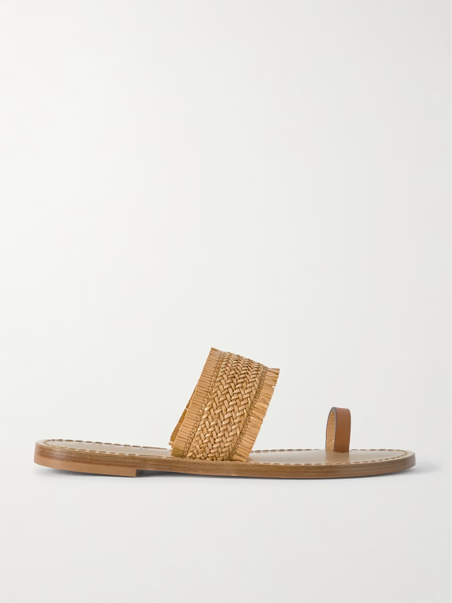 Shela woven raffia and leather sandals Shela woven raffia and leather sandals