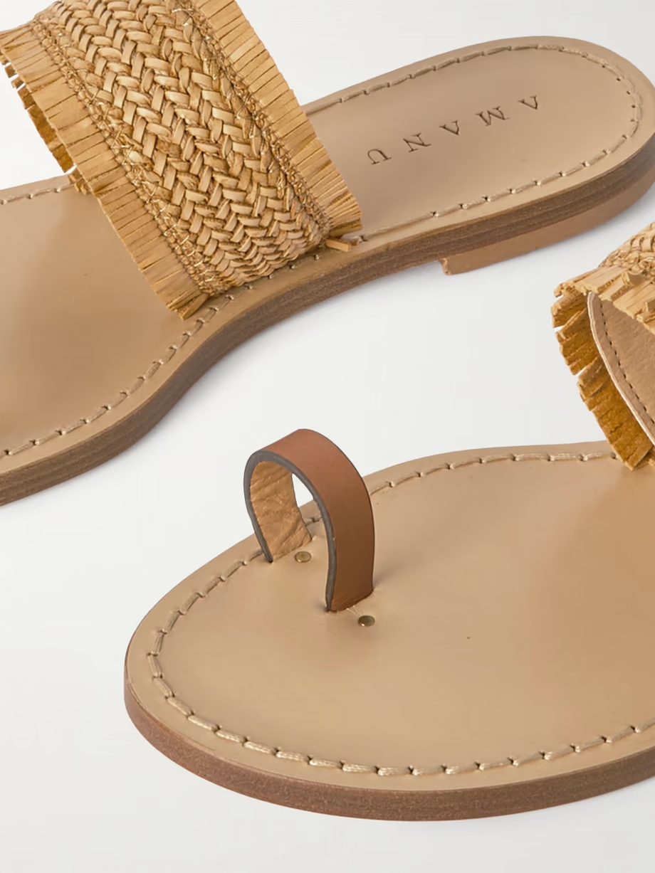 Shela woven raffia and leather sandals Shela woven raffia and leather sandals