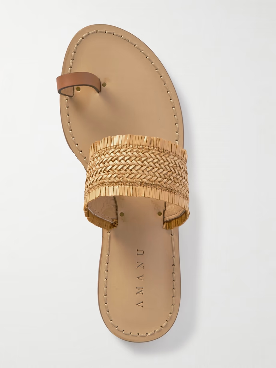 Shela woven raffia and leather sandals Shela woven raffia and leather sandals