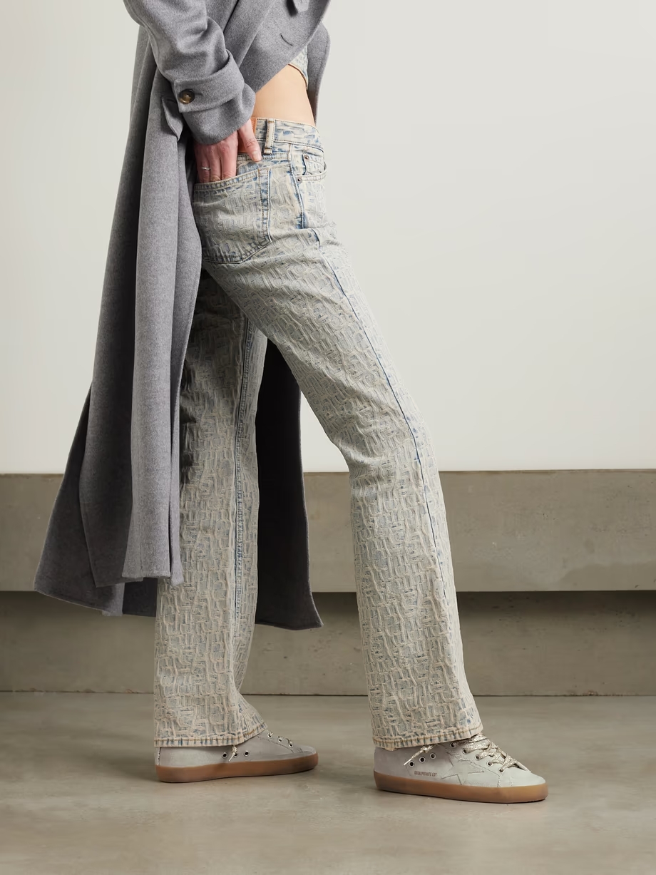 Super-Star suede and metallic leather-trimmed distressed canvas sneakers Super-Star suede and metallic leather-trimmed distressed canvas sneakers