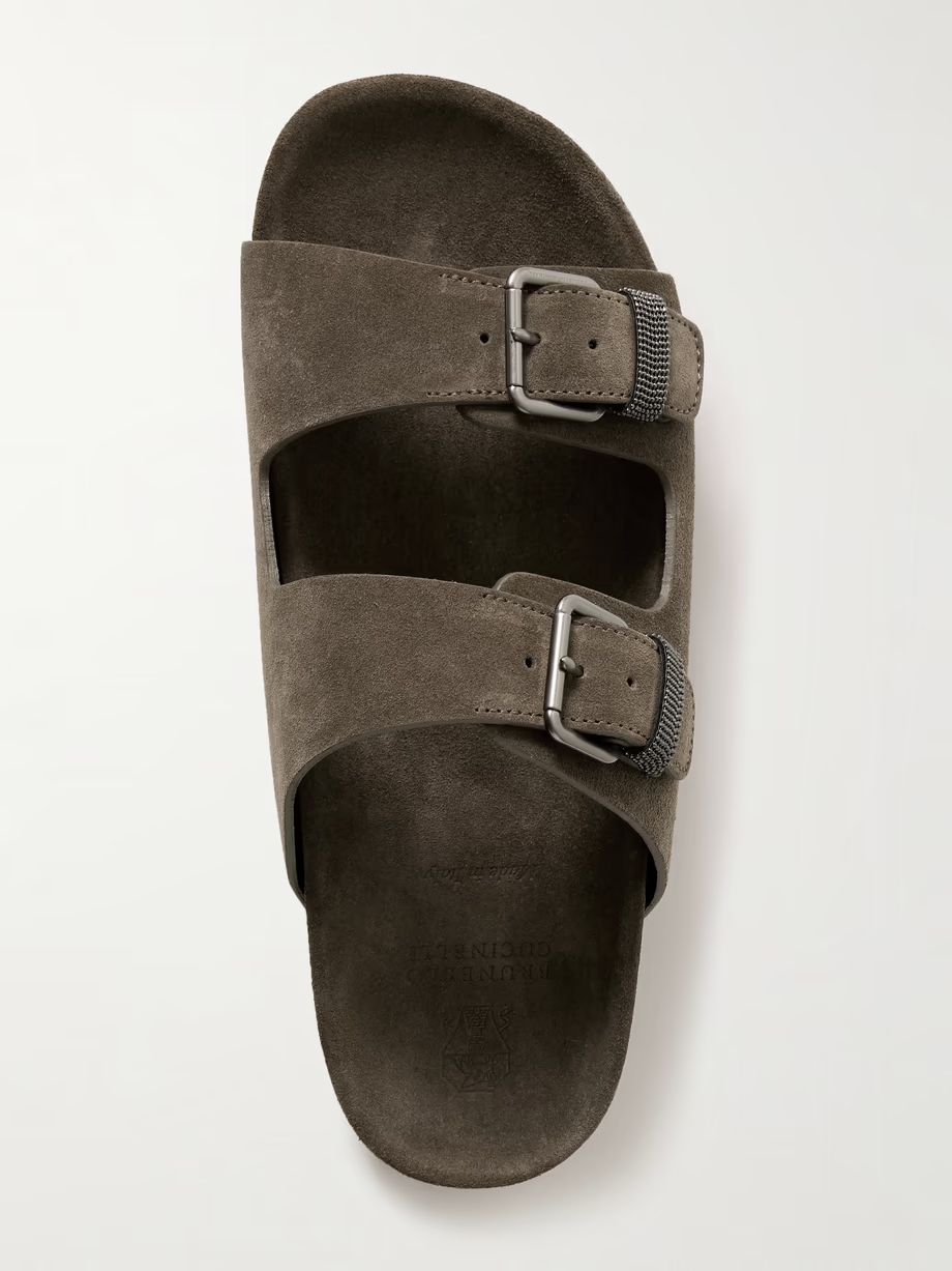 Bead-embellished suede sandals Bead-embellished suede sandals