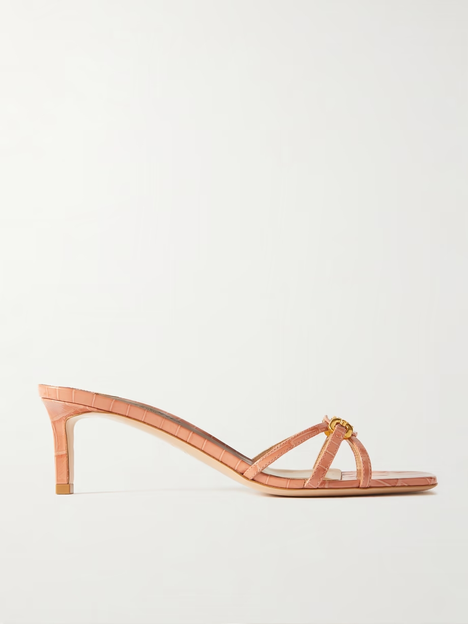 Whitney embellished croc-effect leather mules Whitney embellished croc-effect leather mules