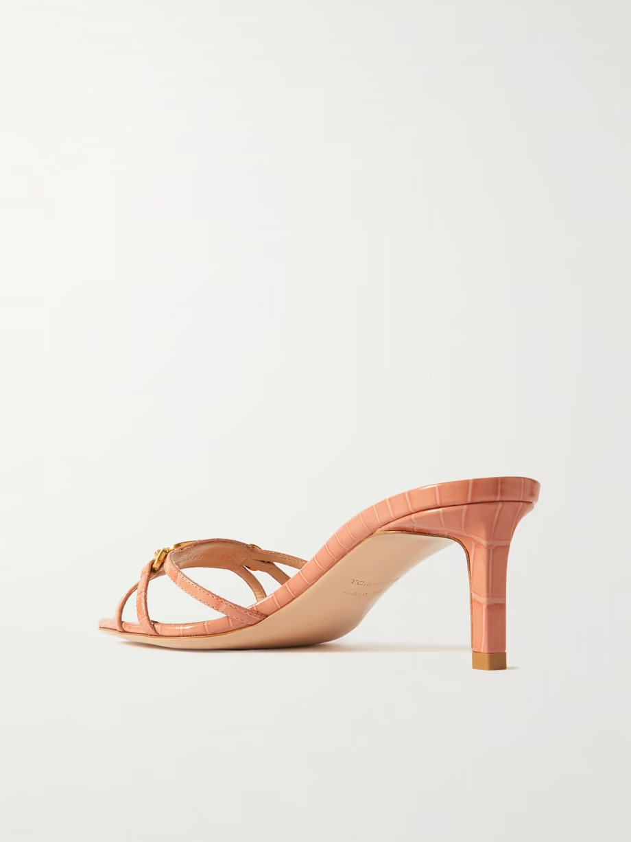 Whitney embellished croc-effect leather mules Whitney embellished croc-effect leather mules