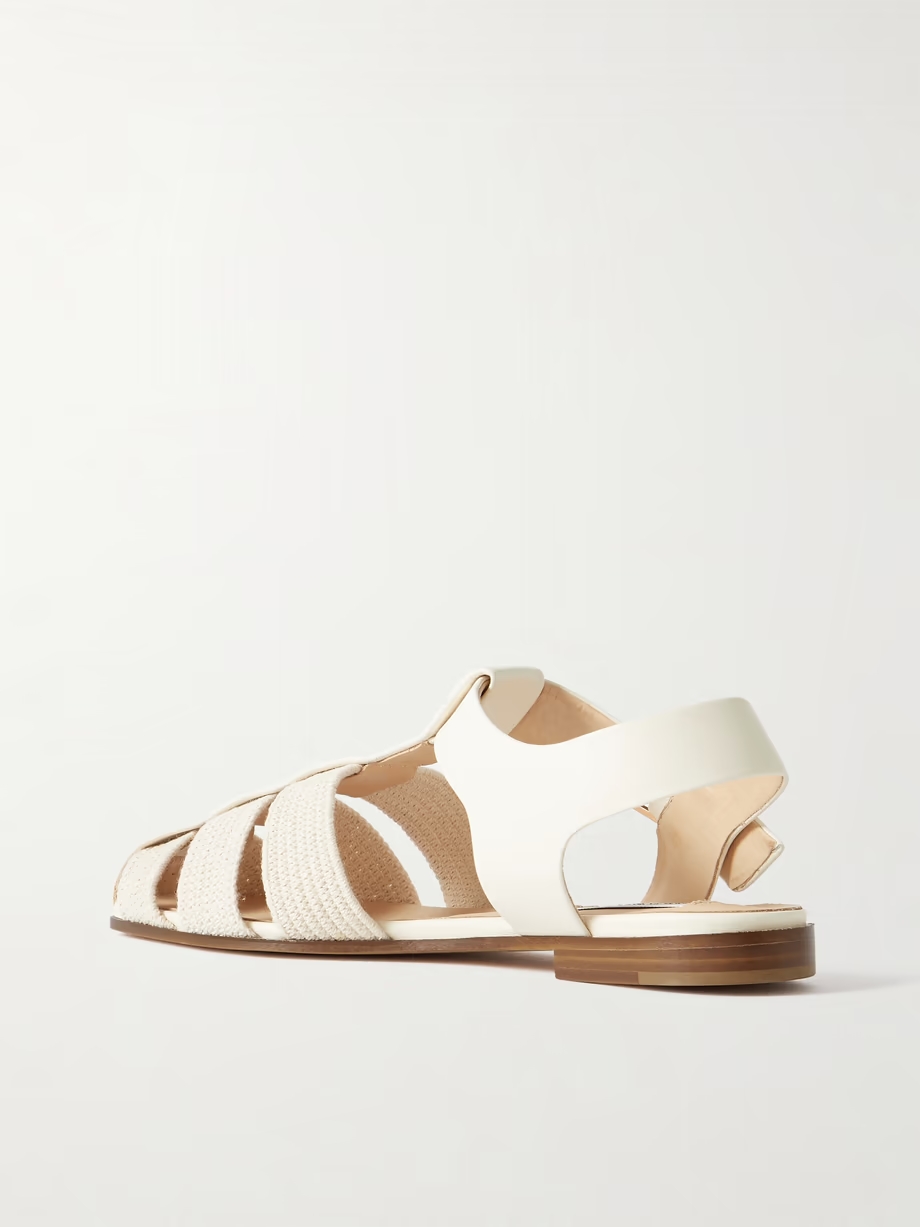 Calla striped crochet-knit and leather sandals Calla striped crochet-knit and leather sandals