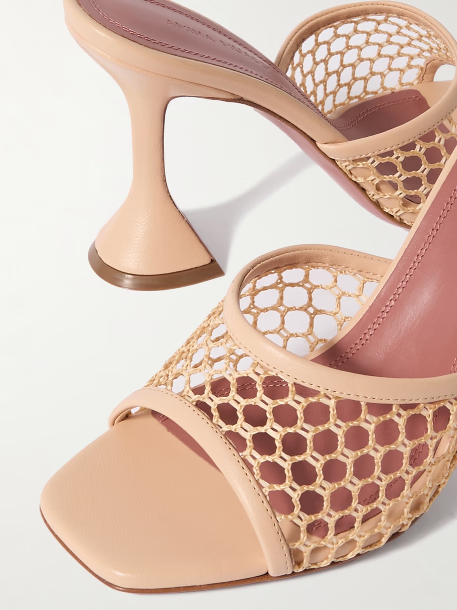 Lupita fishnet and leather mules Lupita fishnet and leather mules