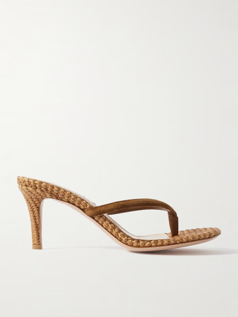 Calypso 70 suede-trimmed raffia sandals Calypso 70 suede-trimmed raffia sandals