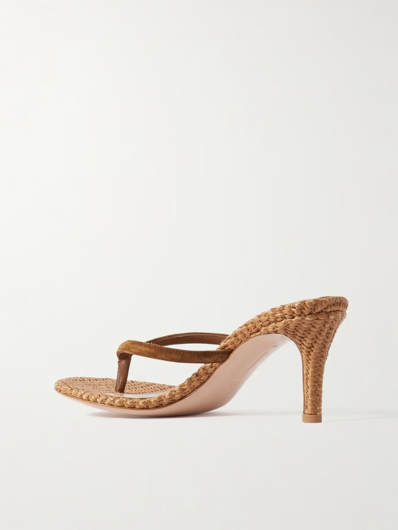 Calypso 70 suede-trimmed raffia sandals Calypso 70 suede-trimmed raffia sandals